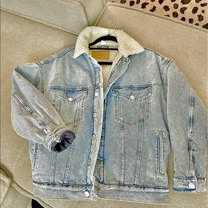 Oversized shearling lined denim jacket - OPEN TO OFFERS
